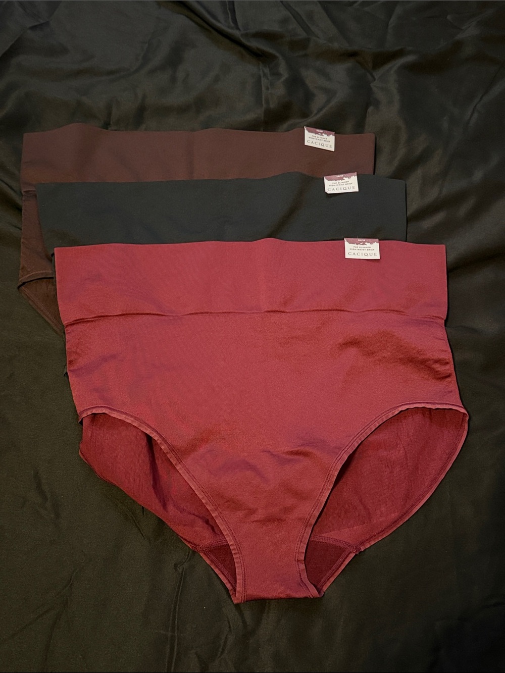 Cacique slimmer High-Waist Briefs — Burgundy, Black, Brown Size 26/28